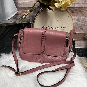 Andrea Cardona Italia Rose Leather Braided Detail Bag